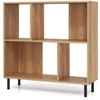 Image de CostwayBibliothèque à 4 Cubes Étagère à 2 Niveaux avec Pieds en Métal Étagère de Rangement Horizontale Étagère d'Affichage Cube Naturel
