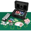 Image de CostwayJeu de Jetons de Poker Texas Hold'em 300 Jetons de Poker de Casino 2 Jeux de Cartes Jeton de Croupier Tapis Feutre Mallette Aluminium Noir