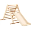 Image de CostwayEnsemble Triangle Pikler Escaladeur Triangle Pliable avec Toboggan & Barres en Bois de Hêtre Solide Aire de Jeux pour 1 An et Plus Naturel