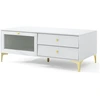 Image de CostwayMeuble TV pour Téléviseur de 55 Pouces Console TV 47,5'' avec Compartiment Tiroirs Porte en Verre Trempé Rabattable Gris Clair