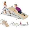 Image de CostwayEnsemble d'Escalade Montessori pour Tout-petits Jouets d'Escalade Pliables en Bois Rampe Bascule Réglable et Réversible Rochers Gris