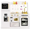 Image de CostwayCuisine de Jeu avec Tableau Noir Fabricant de Glace Évier Tiroir en Tissu et Lave-Vaisselle Cuisine en Bois avec Micro-ondes Lumineux Blanc
