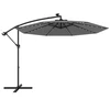Image de CostwayParasol Déporté Solaire de 300 cm 40 Perles de Lampe Panneau Solaire Réglage de l'Inclinaison Base Croisée Manivelle Gris