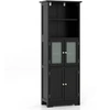 Image de CostwayMeuble de Salle de Bain à 4 Portes 2 Compartiments Ouverts Colonne Salle de Bain Armoire Haute avec Étagères Réglables 60x30x163cm Noir