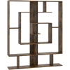 Image de CostwayBibliothèque à 7 Niveaux Bibliothèque Géométrique avec 2 Kits Anti-Basculement Organisateur de Rangement sur Pied Marron Rustique