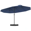Image de CostwayParasol de Terrasse de 470 cm avec Base Manivelle 12 Baleines Robustes Parasol de Table Double pour Extérieur Parasol Rectangulaire Bleu