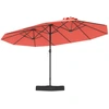 Image de CostwayParasol de Terrasse de 470 cm avec Base Manivelle 12 Baleines Robustes Parasol de Table Double pour Extérieur Parasol Rectangulaire Orange