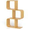Image de CostwayBibliothèque en Forme de 'S' à 3 Niveaux Etagère en Bambou avec 3 Cubes Ouverts Etagère d'angle Géométrique Naturel