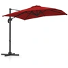 Image de CostwayParasol Déporté avec Pied en Porte-A-Faux avec Rotation à 360° 5 Inclinaisons Réglables 8 Baleines Manivelle Rouge