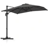 Image de CostwayParasol Déporté avec Pied en Porte-A-Faux avec Rotation à 360° 5 Inclinaisons Réglables 8 Baleines Manivelle Gris
