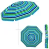 Image de CostwayParasol de Plage avec Porte-Gobelet Parasol de Jardin Inclinable 220cm Protection Solaire UPF50+ avec Pied d'ancrage à Visser Bleu-Vert