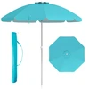 Image de CostwayParasol de Plage de 198 cm avec Bouton Poussoir Inclinable Ancrage pour Sable Sac de Transport Abri Solaire Coupe-Vent Bleu