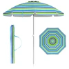 Image de CostwayParasol de Plage de 198 cm avec Bouton Poussoir Inclinable Ancrage pour Sable Sac de Transport Abri Solaire Coupe-Vent Vert