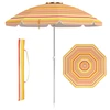 Image de CostwayParasol de Plage de 198 cm avec Bouton Poussoir Inclinable Ancrage pour Sable Sac de Transport Abri Solaire Coupe-Vent Jaune