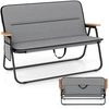 Image de CostwayFauteuil de Camping Double Causeuse Pliante pour 2 Personnes avec Coussin Amovible Poche Latérale Accoudoirs Capacité 300kg Gris