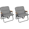 Image de CostwayLot de 2 Chaises de Camping Pliantes Chaises de Jardin Légères Capacité 150 Kg Coussin Amovible Poche Latérale Accoudoirs Gris
