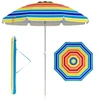 Image de CostwayParasol de Plage de 198 cm avec Bouton Poussoir Inclinable Ancrage pour Sable Sac de Transport Abri Solaire Coupe-Vent Coloré