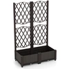 Image de CostwayJardinière avec Treillis sur Pied Double Bac à Fleur Auto-arrosage en Rotin PP avec Maille Diamant Trou de Drainage 80 x 40 x 122 cm Brun