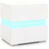 Image de CostwayLot de 2 Tables de Chevet LED 2 Tiroir Table de Nuit Lumineuse Télécommandée 22 Modes 5 Luminosités 10 Vitesses Panneaux Acryliques 45x35x45cm Blanc