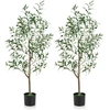 Image de CostwayArbre Artificiel d'Olive de 130 cm Fausses Plantes en Pot avec Fruits Réalistes Plantes Vertes Décorations Plantes Modernes