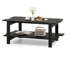 Image de CostwayTable Basse à 2 Niveaux Table Centrale en Bois à Lattes avec Étagère de Rangement Table Cocktail d'Accent Capacité de 120kg Noir