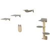 Image de CostwayArbre à Chat Mural Meubles avec 4 Niveaux Hamac Planche à Griffer & Tapis 2 Plateformes de Saut Arbre à Grimper Économiseur d'Espace Gris