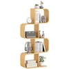 Image de CostwayBibliothèque en Forme de 'S' à 4 Niveaux Etagère en Bambou avec 4 Cubes Ouverts Etagère d'angle Géométrique Naturel