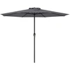 Image de CostwayParasol de Terrasse de 360 cm Parasol à Manivelle avec 8 Baleines Robustes Grand Parasol de Table Ventilé Auvent de Protection Solaire Gris