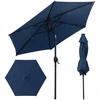 Image de CostwayParasol de Terrasse Solaire de 230cm Parasol Robuste avec Lumières LED Inclinaison par Bouton-Poussoir Manivelle Auvent Ventilé Bleu Marine