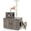 Image de CostwayArbre à Chat en Bois 132 CM avec Griffoir en Sisal Style Industriel Gris