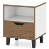 Image de CostwayTable de Chevet Table de Nuit Moderne de Style Mi-siècle avec Tiroir Étagère de Rangement Ouverte Pieds Métalliques Naturel