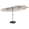 Image de CostwayParasol Double Face de 4,70 m avec 48 Lumières LED Base à Lester avec Sac de Sable (non inclus) Parasol à Manivelle Beige/Café/Vin Rouge-Beige