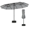 Image de CostwayParasol de Terrasse Double Parasol d'Extérieur 12 Baleines en Métal Base Stable 2 Sacs de Lestage Dessus Ventilé Manivelle Gris