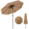 Image de CostwayParasol de Style Hawaïen de 247 cm Parasol Tiki en Chaume Artificiel avec 8 Baleines Manivelle Manuelle Inclinaison à 35° Naturel