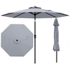 Image de CostwayParasol de Patio 270CM Parasol Extérieur Résistant au Soleil avec Inclinaison à Bouton-Poussoir Manivelle 8 Baleines Toit Ventilé Gris