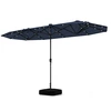 Image de CostwayParasol de Terrasse Double Face de 400 cm avec Lampes Solaires avec Manivelle Base de Parasol Incluse Bleu Foncé