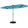 Image de CostwayParasol de Terrasse Double Face de 400 cm avec Lampes Solaires avec Manivelle Base de Parasol Incluse Bleu