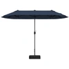 Image de CostwayParasol de Terrasse Double de 340 cm de Haut Extra Large 396 Cm Manivelle Base Lestée Verrouillage Évent Déporté Bleu