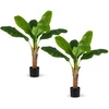 Image de CostwayLot de 2 Arbres Artificiels Oiseau de Paradis de 107 cm Fausses Plantes à Feuilles de Bananier avec Pot Branches Réglables Vert
