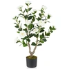 Image de CostwayPlante Artificielle à Fausses Fleurs de 90 cm Fausse Plante Camélia Artificiel dans Un Pot Pépinière avec 16 Fleurs Blanc