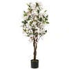 Image de CostwayPlante Artificielle Bougainvillier de 120cm Plante Fleurie Faussée en Pot de Pépinière avec Fleurs en Pleine Floraison Blanc