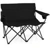 Image de CostwayChaise de Camping Double Fauteuil Pliant pour 2 Personnes avec Porte-Gobelets Accoudoirs Sac de Transport Charge 300 kg Noir