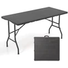 Image de CostwayTable de Camping Pliante de 152 cm Table de Pique-Nique Pour 4 à 6 Personnes Plateau en PEHD Poignée de Transport Noir