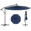 Image de CostwayParasol Déporté Solaire de 300 cm 40 Perles de Lampe Panneau Solaire Réglage de l'Inclinaison Base Croisée Manivelle Bleu
