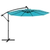 Image de CostwayParasol Déporté Solaire de 300 cm 40 Perles de Lampe Panneau Solaire Réglage de l'Inclinaison Base Croisée Manivelle Vert