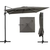 Image de CostwayParasol Cantilever de 300cm Parasol Déporté Carré avec Rotation à 360° Réglage Base Croisée 8 Nervures Solides Pare-Soleil Résistant Gris