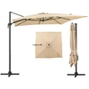 Image de CostwayParasol Cantilever de 300cm Parasol Déporté Carré avec Rotation à 360° Réglage Base Croisée 8 Nervures Solides Pare-Soleil Résistant Beige