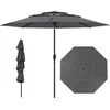 Image de CostwayParasol 3 Étages avec Manivelle Parasol de Jardin Résistant Au Vent Parasol de Terrasse Parasol de Balcon Gris