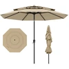 Image de CostwayParasol 3 Étages avec Manivelle Parasol de Jardin Résistant Au Vent Parasol de Terrasse Parasol de Balcon Beige