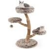 Image de CostwayArbre à Chat de 90 cm Tour pour Chat en Bois Massif de Poirier avec Perchoir Centre d'Activités Moderne pour Chats Naturel
